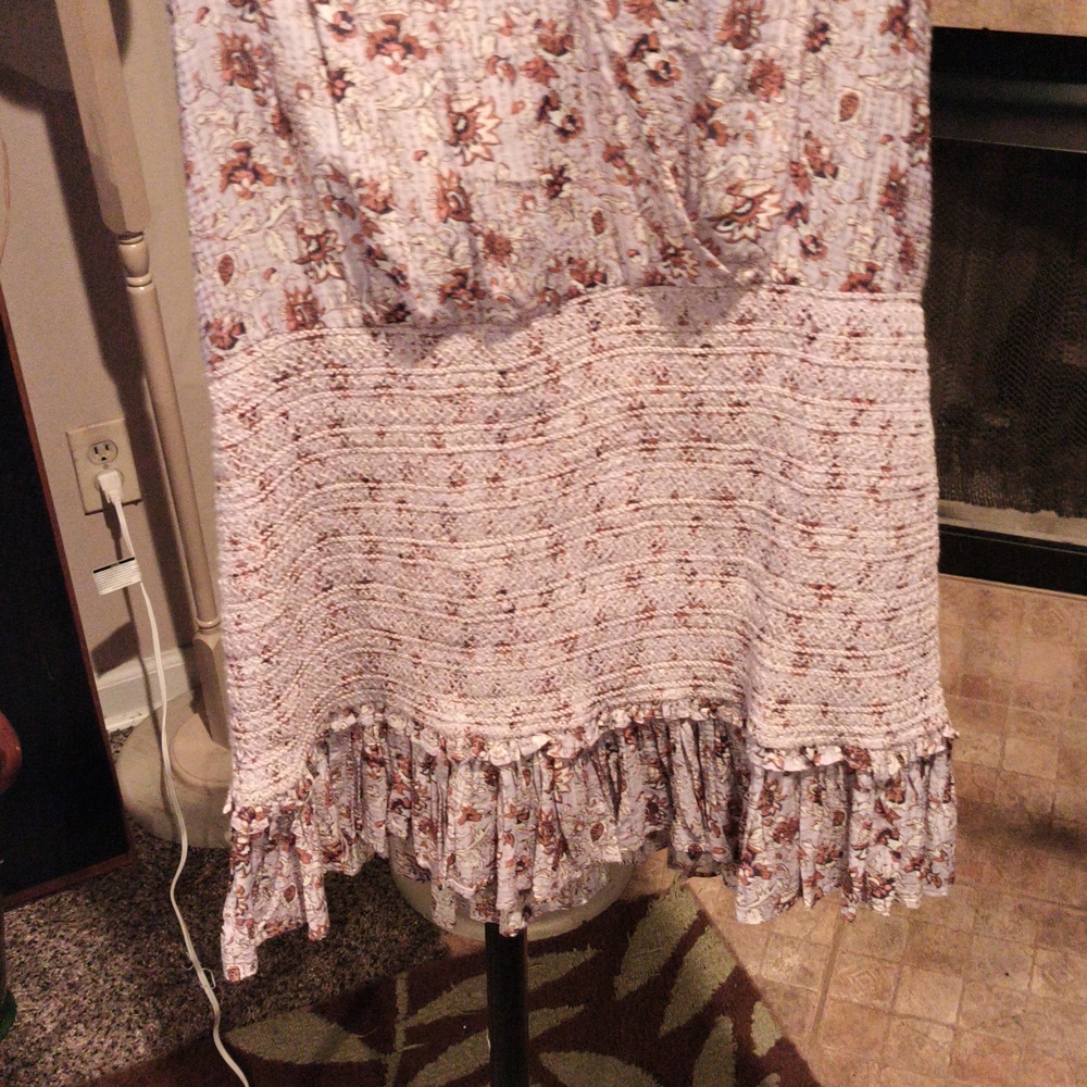 FINAL PRICE Veronica Beard Brown/Lavender Floral, Ribbed, Ruffled Dress Sz Small - Picture 5 of 13